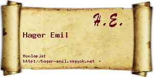 Hager Emil névjegykártya
